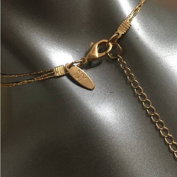 Beautiful NY 20" 3 Strand Necklace, Gold Beads, Light Pink Beads & Maroon Tiles - Picture 3 of 3